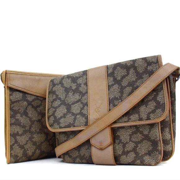 YVES SAINT LAURENT SHOULDER BAG POUCH 2PIECE SET PVC - Picture 14 of 14